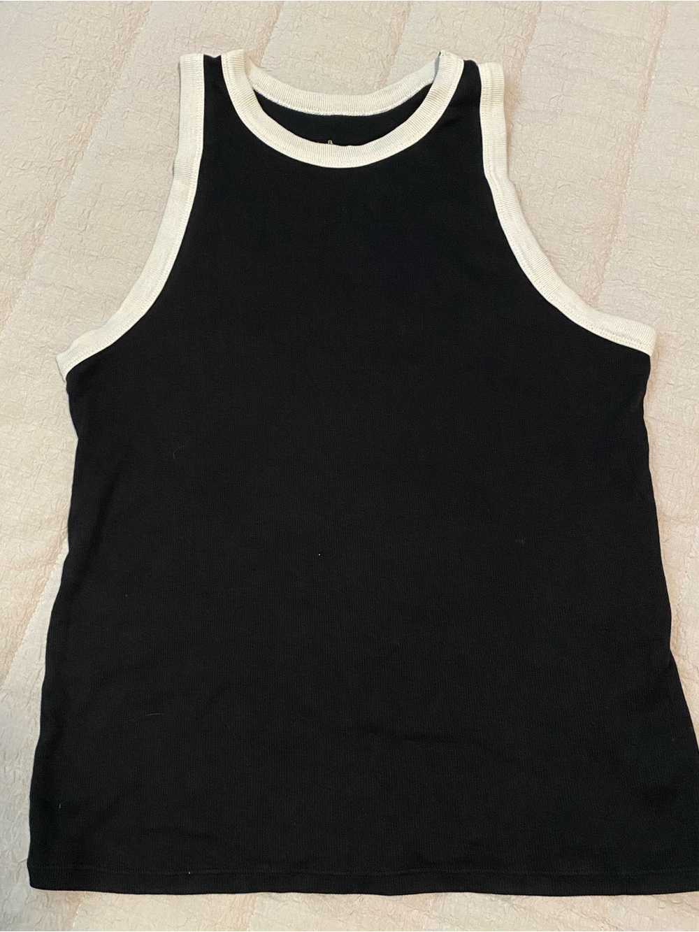 a new day Black Tank Top with White Trim